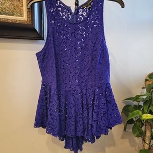 Haute Monde Blouse, Royal Blue, Lace, Contemporary